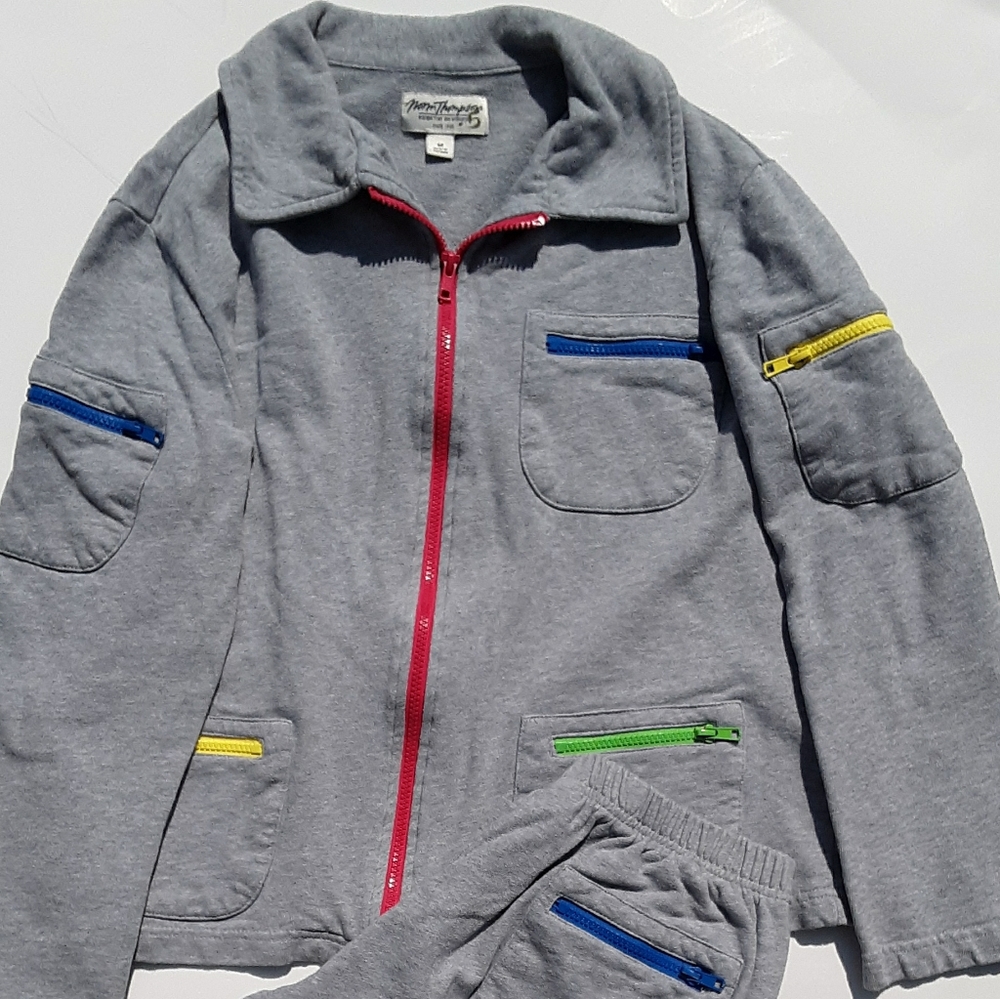Gray track suit